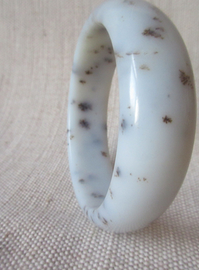 新疆和田玉 且末糖玉糖花玉草花桂花手镯玉镯奶白糖花58