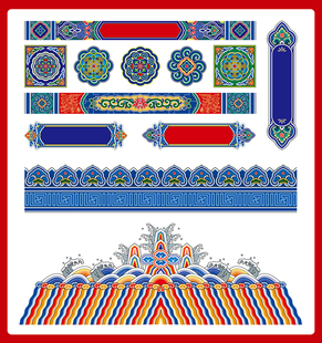 中国传统花纹花边 中国风古典梁柱花纹 纹样 AI格式矢量设计素材