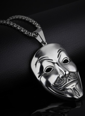 欧美复古霸气创意面具发型师项链