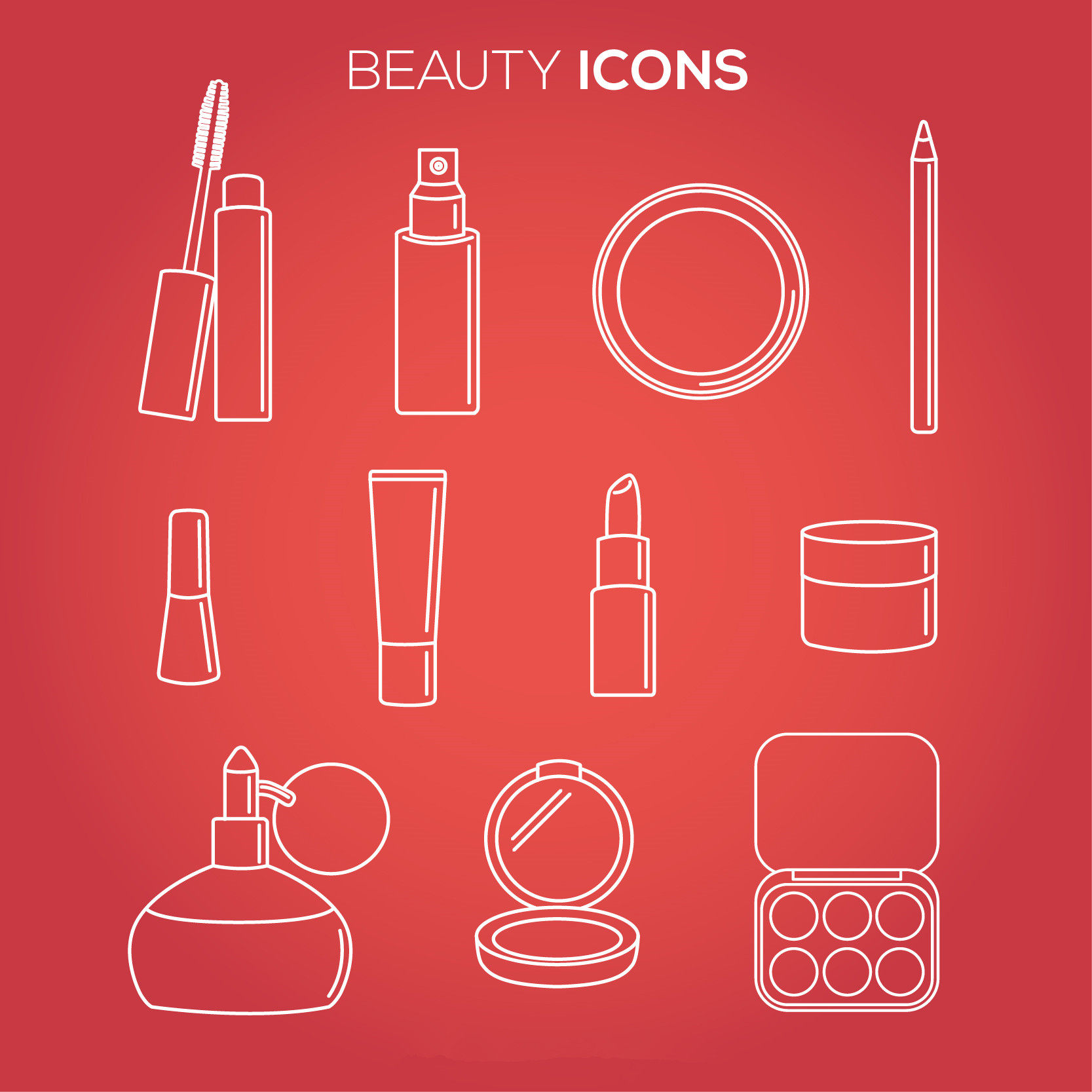 矢量高清化妆品护肤品香水睫毛膏眉笔图标 eps设计素材 自动发货