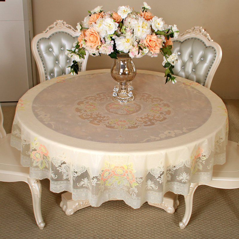 欧式圆桌桌布防水圆桌布防水防油免洗酒店圆形餐桌布田园塑料台布