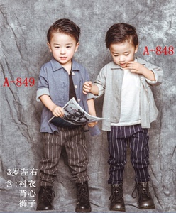 韩版新款影楼儿童主题摄影服装2-3岁小男孩时尚艺术写真拍照衣服
