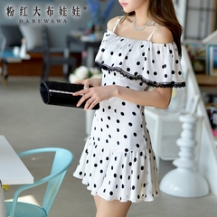 High waist skirt pink doll 2015 black and white wave slim skirts in summer a-line skirt women's skirt