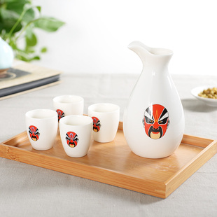 1斤装京剧脸谱陶瓷酒具套装分酒器白酒酒杯烈酒杯黄酒清酒具定制