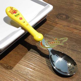 韩国进口小熊图案不锈钢餐勺 勺子小勺饭勺汤勺