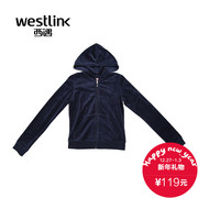 Westlink/West New 2015 winter recreation women's Hooded solid color fitted velvet suit jacket