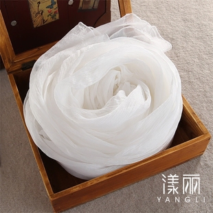 杭州丝绸百搭白色真丝丝巾100%桑蚕丝晚会披肩植物染草木染扎染