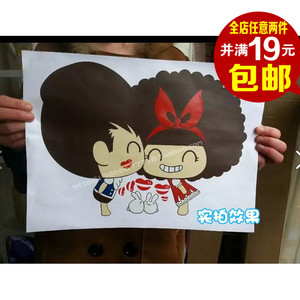 可爱卡通摩丝娃娃汽车贴纸MOC侧门贴摩斯娃娃小兔亲嘴亲吻贴纸
