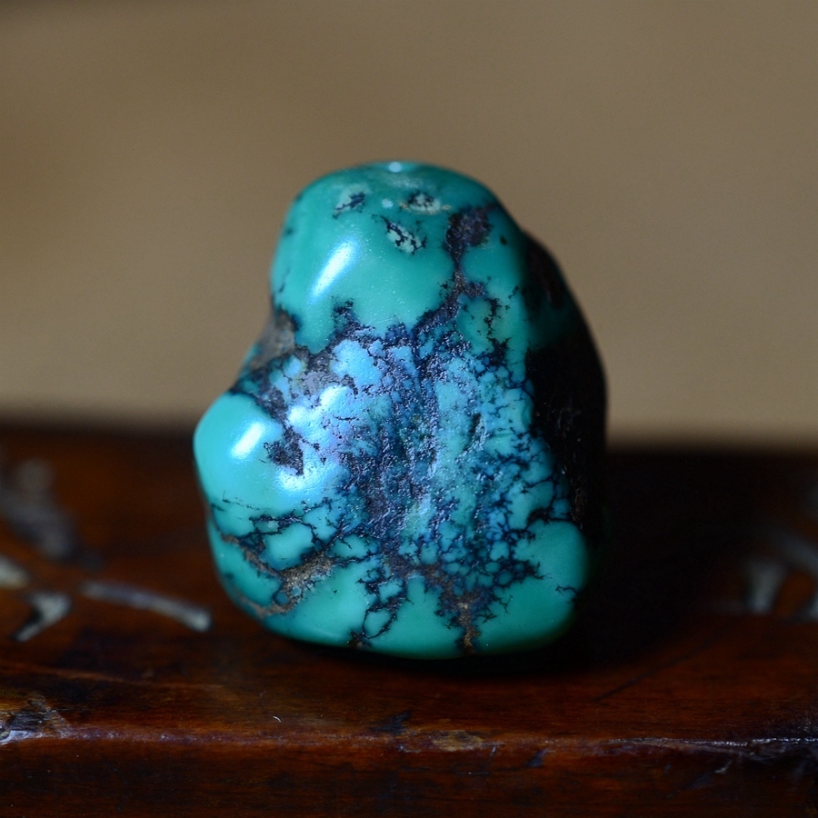 西藏精品天然老绿松石瓷松原石背云坠项链吊坠佛珠配件手串配饰