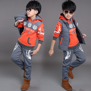 童装男童冬装套装2018新款运动服加绒加厚中大童儿童卫衣三件套潮