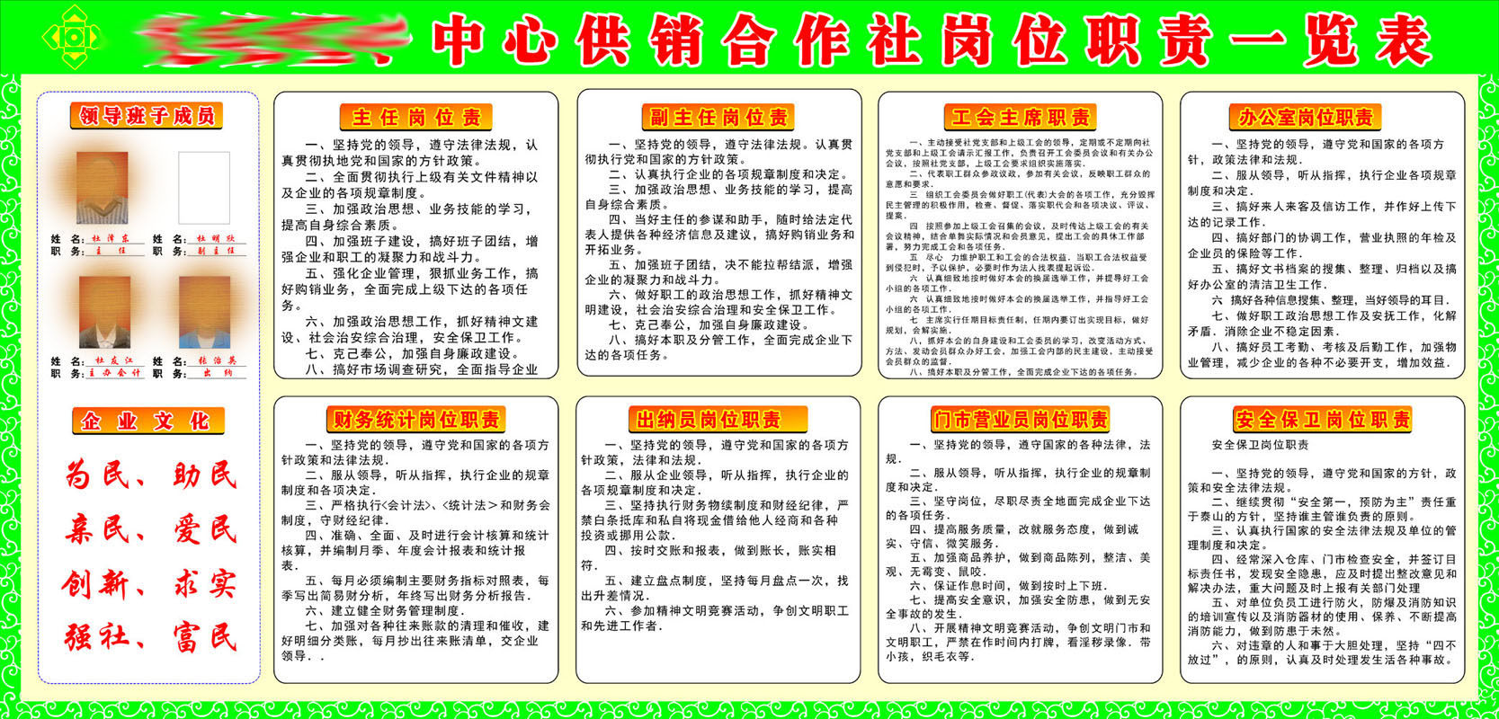 584办公装饰海报展板素材38供销合作社职责一览表