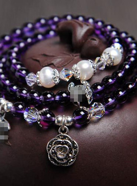 乌拉圭紫水晶手链手链串珠多层