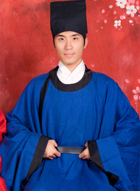 礼乐嘉谟明制汉服襕衫圆领盘领有摆冠礼服饰