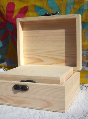 首饰收纳盒松木套盒手绘原木胚蝶古巴特名片木制整理大小号现货