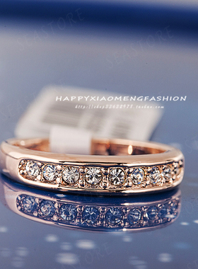 包邮镶钻玫瑰金关节尾戒简约叠带多层中食指戒指环排钻送盒