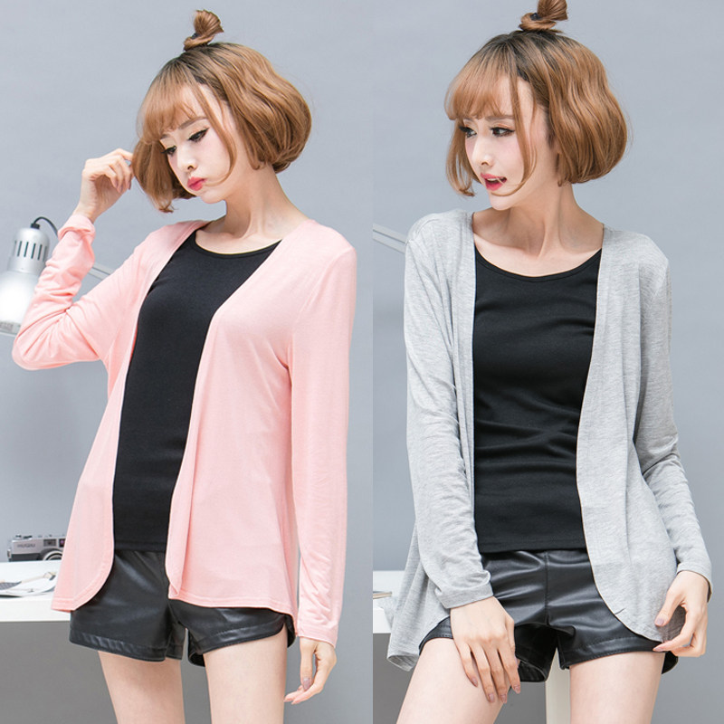 莫代尔外套不规则纯棉针织开衫