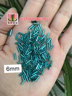 高级玻璃管珠 2mm-12mm蓝绿色灌银珠管 服装辅料 DIY材料配件