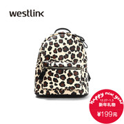 Westlink/West spring 2016 new rivet female Leopard print backpack College wind travel backpack