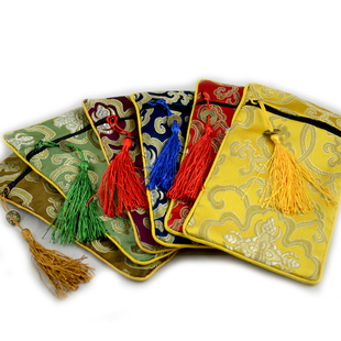 双层加厚金色金刚杵莲花高档锦缎袋  抄经笔袋/佛珠首饰袋/手机袋