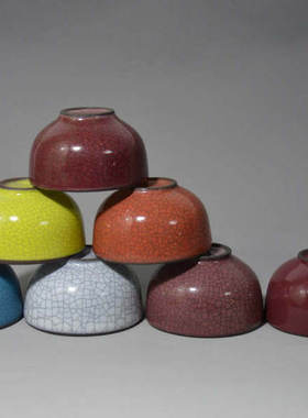 老货宜兴紫砂品茗杯30cc紫砂胎色釉杯外冰裂内白釉留香小口杯茶杯