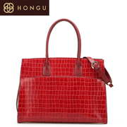 Honggu counters authentic new 2016 European fashion crocodile pattern red Valley mobile shoulder slung bags 7010