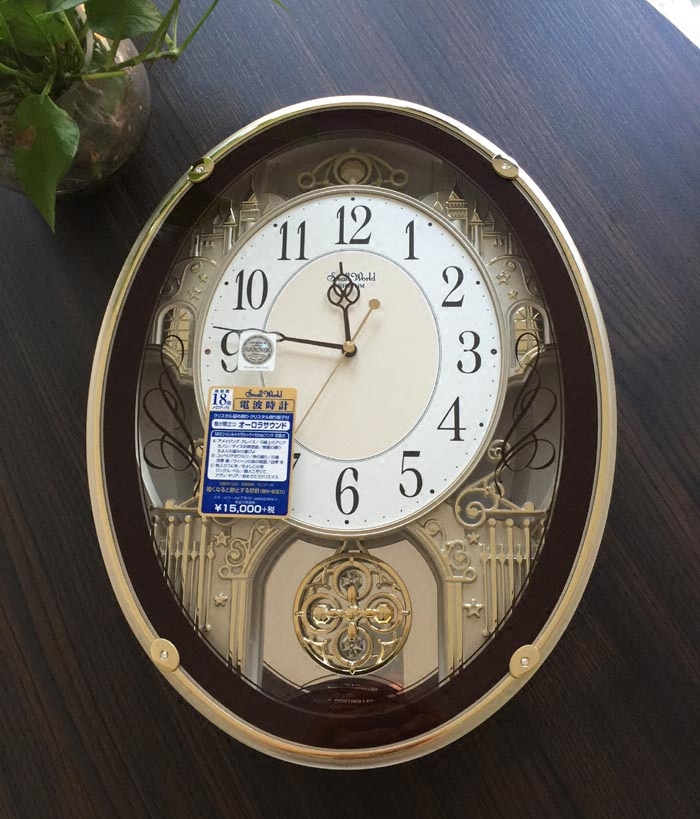 日本直邮代购 rhythm丽声small world 客厅音乐电波挂钟4mn523