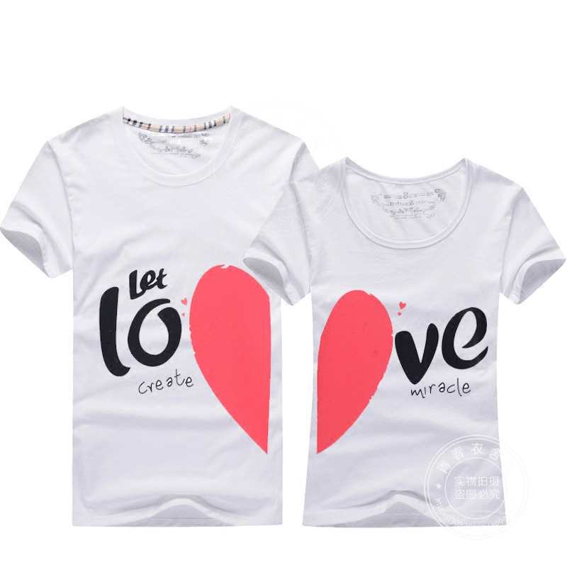 2019夏裝新款 love拼心短袖情侶裝T恤女春裝韓國韓版半袖男班服在類目 女裝/女士精品, T恤中 - 來自Buy2taobao.com提供專業的淘寶代購服務