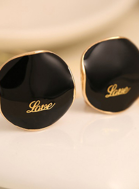 日韩时尚黑色动感简约耳扣韩国复古夸张气质百搭耳钉耳环女耳坠潮