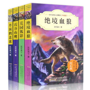 全4册 动物小说王国沈石溪自选中外精品d二辑绝境血狼+丹顶鹤悲歌+荒园孤影 狼王梦 d七条猎狗 10-14岁少儿童课外书籍
