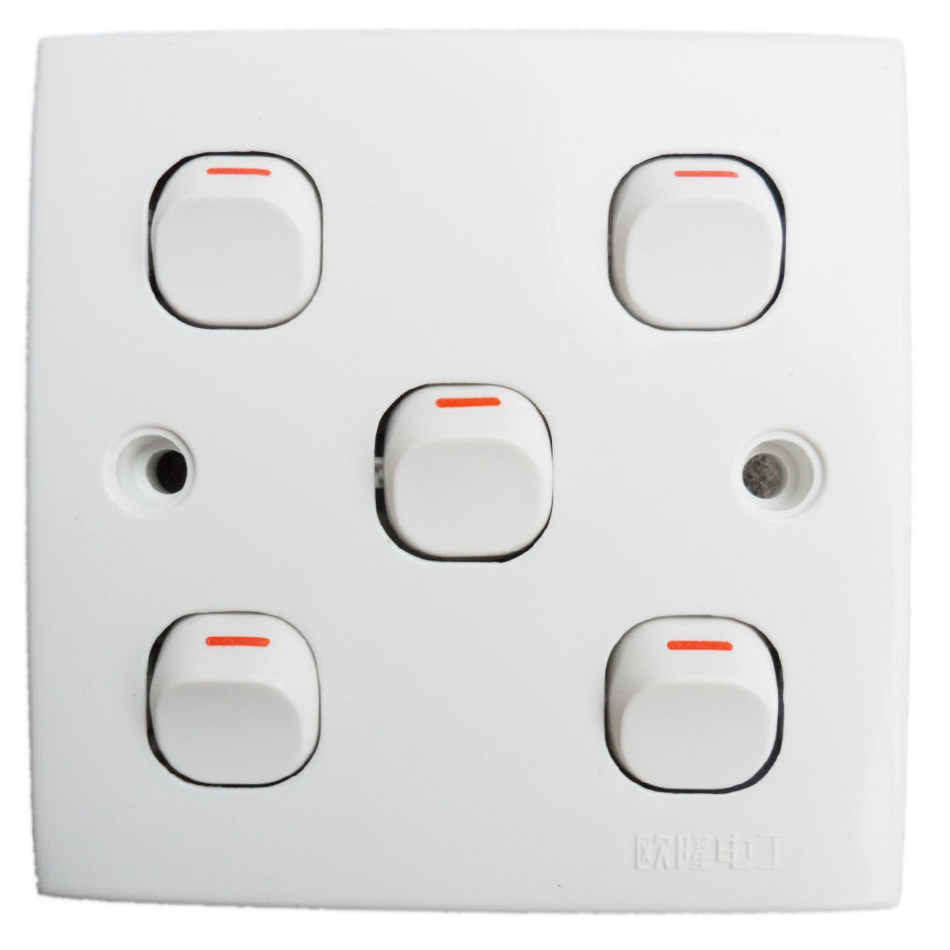欧隆 开关插座/开关面板/五位开关/五极开关/5位单控开关