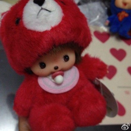 日本正版 蒙奇奇  monchhichi 红熊宝宝装