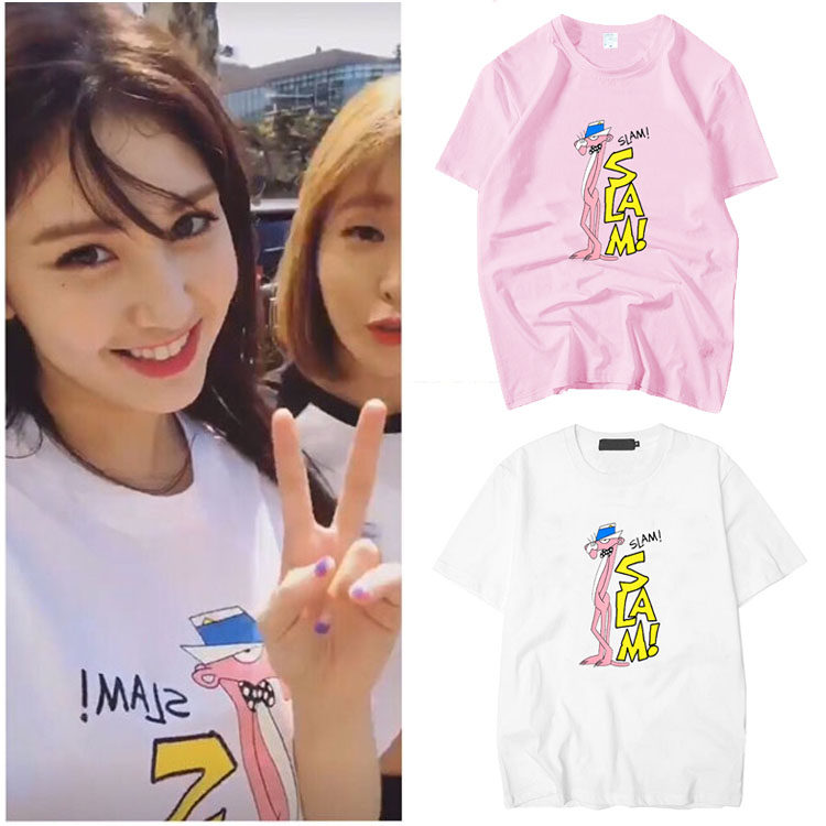 Summer wear IOI Quanzhaomi Somi Same item Panther Short sleeved T-shirt pure cotton student men and women Easy jacket half sleevein the Men's clothing, T-shirt  category - from Buy2taobao.com to provide professional Taobao agent buy service