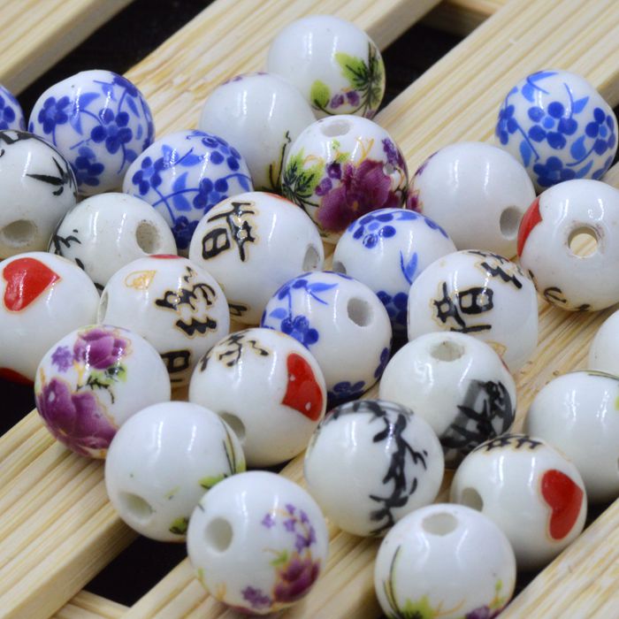 DIY手工饰品配件散珠子景德镇复古陶瓷珠子中国结 编织手链材料