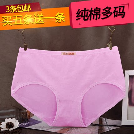 3条包邮 女士纯棉三角内裤莱卡全棉中高腰性感大码胖MM无痕三角裤