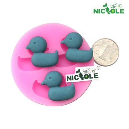 妮可DIY烘培 三孔鸭子翻糖模具 卡通蛋糕装饰模 硅胶手工巧克力模