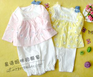外贸原单纯棉假二件宝宝婴儿服装哈衣爬服连体衣连身衣0-7月2210