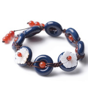 Chinese Valentine''s day Valentine presents original designs-red agate ceramic shells hand-woven bracelet 2503054