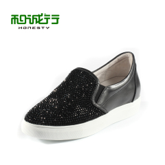 He Chenghang and the 2015 summer trend of the Korean version of Lok Fu of new shiny rhinestones shoes ladies shoes 0930013