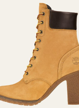 Timberland添柏岚8715粗跟靴高跟靴皮靴短靴工装靴女美国直邮