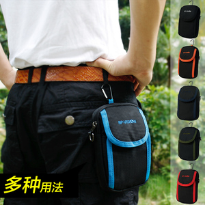 HJ5037火杰户外多功能腰包5用包黑穿皮带手机挂包小6.5寸男女附包