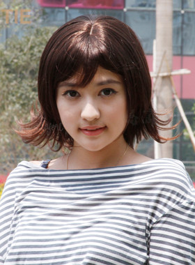 娇滴滴可齐可斜刘海女士假发套