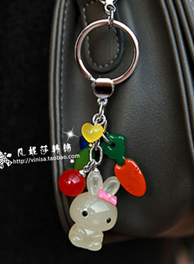 韩国进口GRAIN de BEAUTE品牌呆萌可爱小兔子钥匙圈包包挂件 AZ13