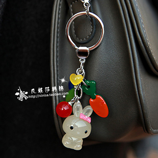 韩国进口GRAIN de BEAUTE品牌呆萌可爱小兔子钥匙圈包包挂件 AZ13