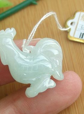 93519实物拍图片缅甸天然A货翡翠玉立体款生肖鸡小吊坠送证书