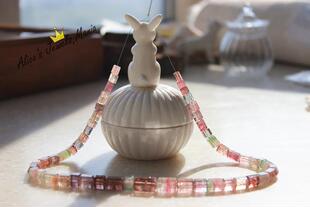 F11碧玺 多彩西瓜巴西天然六棱柱大串散珠裸石德国切工 现货