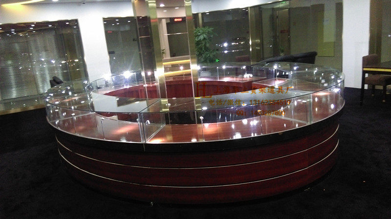 圆形烤漆木质珠宝首饰玉器饰品展示柜 钱包手表玻璃展柜柜台