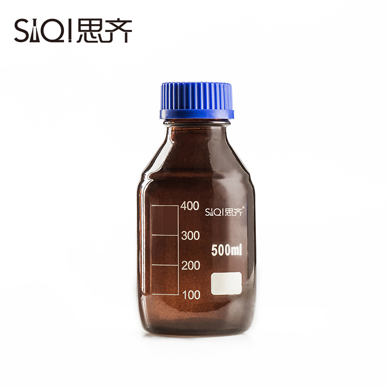×ØÉ«Ë¿¿ÚÆ¿ÃÜ·âÆ¿²èÉ«²£Á§Æ¿500ml˼ÆëÀ¶¸ÇÊÔ¼ÁÆ¿ÂÝÎÆ¿Ú´ø¿Ì¶È