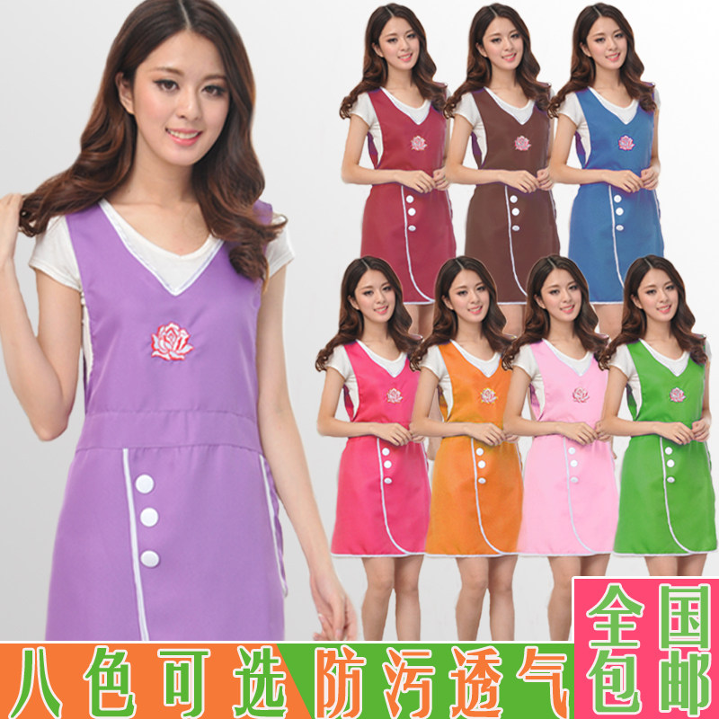 美容院店师美甲韩版时尚罩衣成人工作服新女款马甲背心式围裙式夏