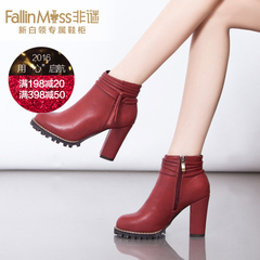 Non-mystery chunky heels high heels short boots women's autumn 2015 European fashion women boots slip side zipper and velvet boots women