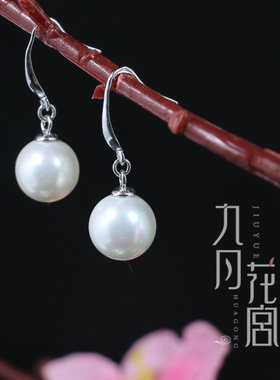 古风短款气质白色珍珠女珍珠耳环